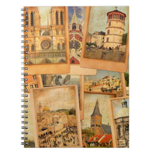 Vintage photo cards collage. European, Middle East Notebook