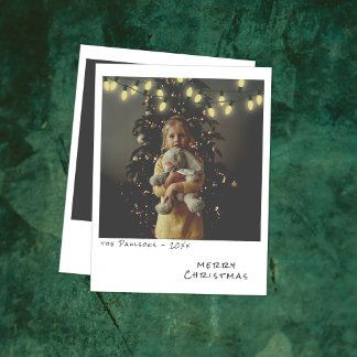 Vintage Photo Christmas Card - Yellow Lights