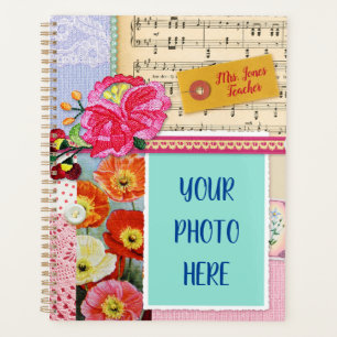 Vintage photo collage art home school teacher planner