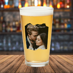 Vintage Photo Couple Customised Gift Beer  Glass