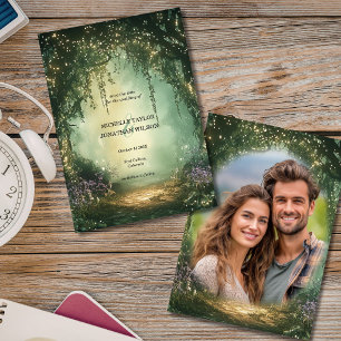 Vintage Photo Enchanted Forest  Save the Date Invitation