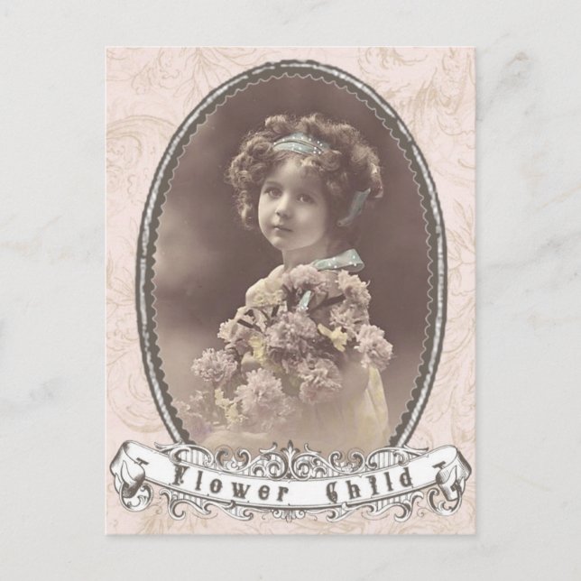 vintage photo flower child postcard (Front)