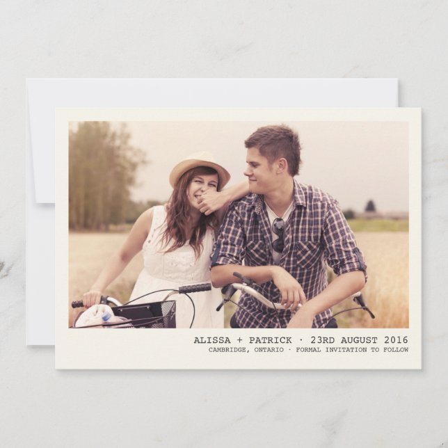 Vintage Photo Frame Save The Date Announcement (Front)