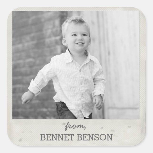 Vintage Photo Gift Tag Sticker (Front)