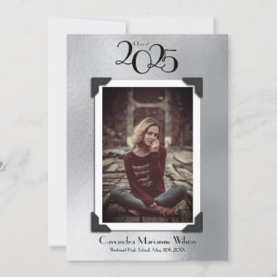 Vintage Photo Graduation Announcement Silver