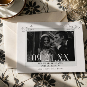 Vintage Photo Hand Written Script Save the Date Announcement