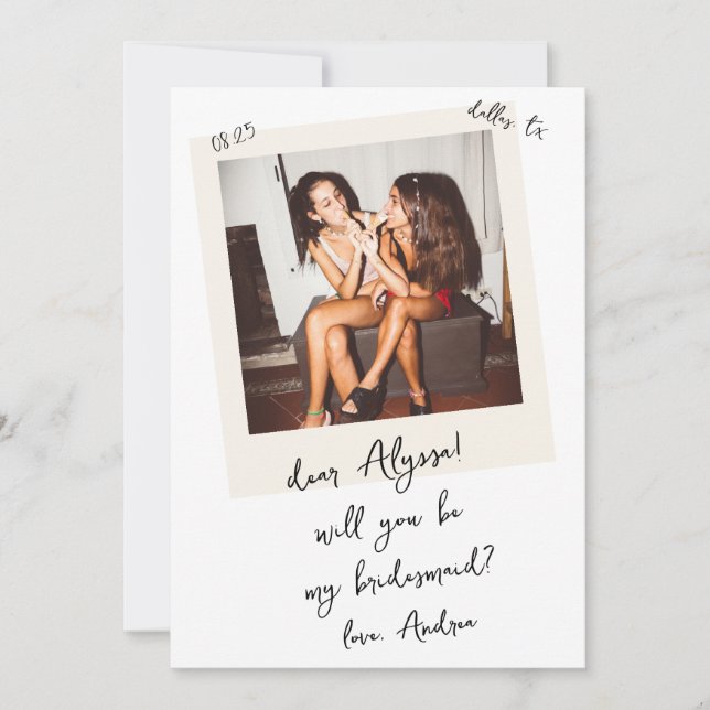 Vintage Photo Handwritten Bridesmaid Proposal Invitation (Front)