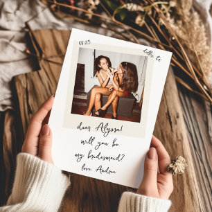 Vintage Photo Handwritten Bridesmaid Proposal Invitation