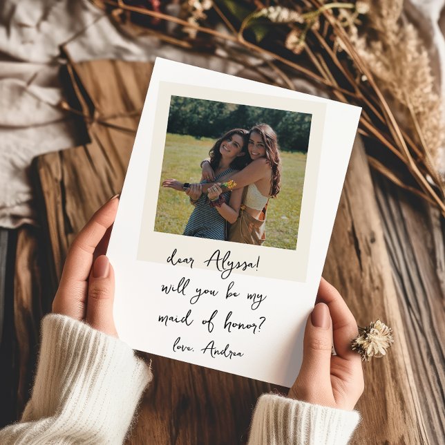 Vintage Photo Handwritten Maid of Honour Proposal Invitation (Creator Uploaded)