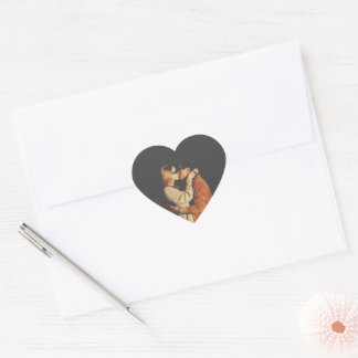 Vintage Photo Heart Shaped Envelope Seal Sticker
