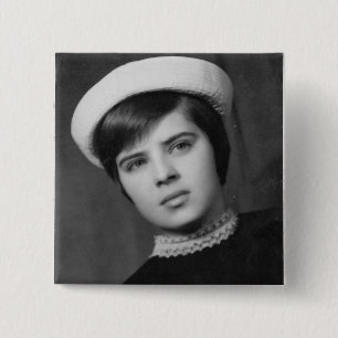 Vintage Photo of Young & Stylish Young Mod Girl 15 Cm Square Badge