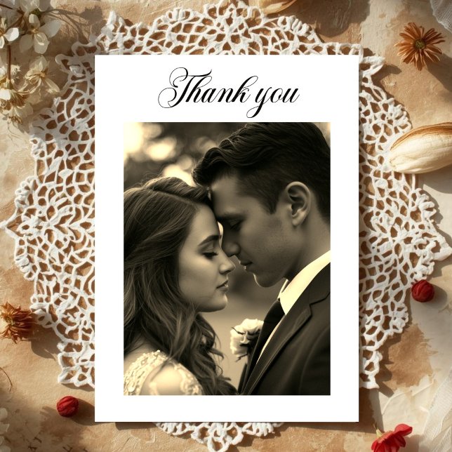 Vintage Photo overlay  Thank You Card (Vintage Film Look Photo overlay Thank You Card)