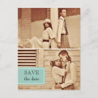 vintage photo save the date postcard