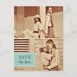 vintage photo save the date postcard