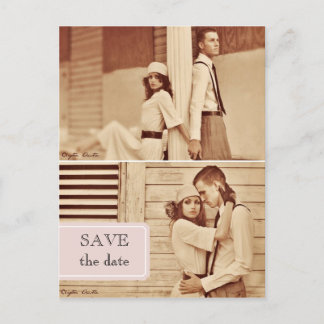 vintage photo save the date postcard