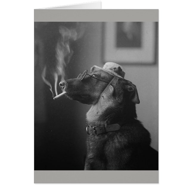 Vintage Photo - Smoking Dog, (Front)