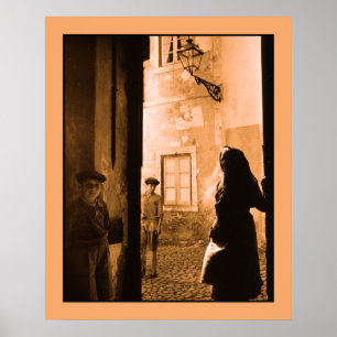Vintage photo street scene in Alfama Poster