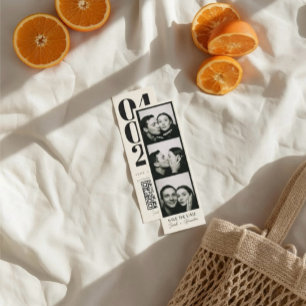 Vintage Photobooth Bookmark Qrcode Save the Date Calling Card