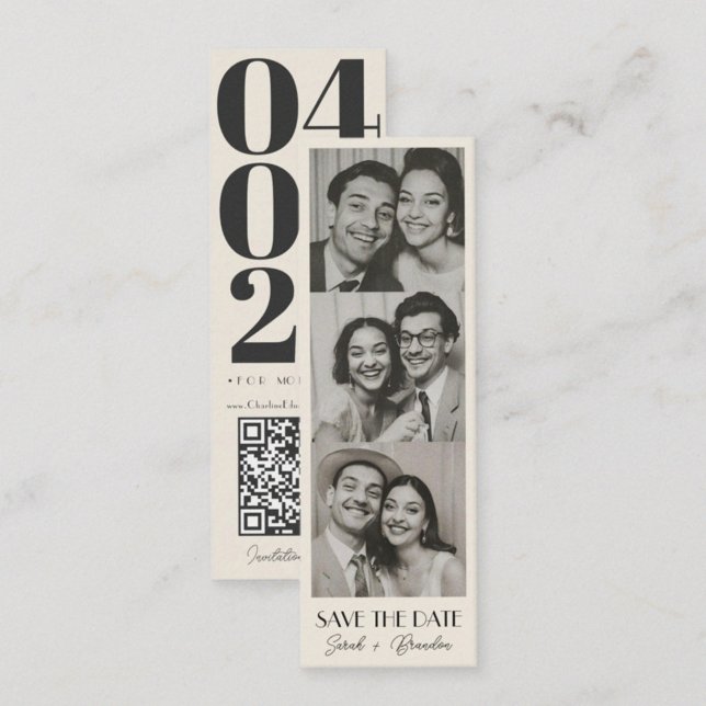 Vintage Photobooth Bookmark Qrcode Save the Date Calling Card (Creator Uploaded)