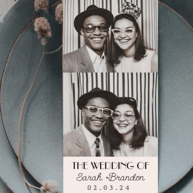 Vintage Photobooth Typography Qrcode Wedding Invitation (Creator Uploaded)