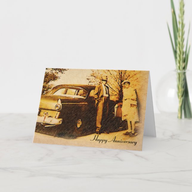 Vintage Photograph Happy Anniversary Couple Card (Front)