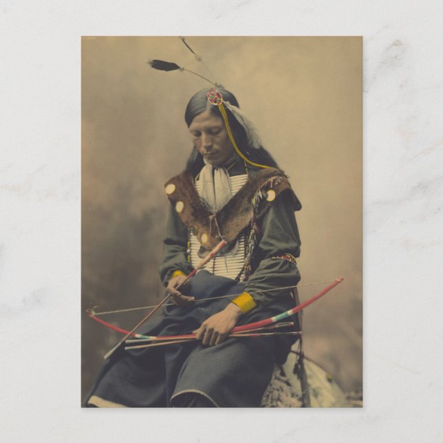 Vintage Photograph of Cherokee Man with Bow Postcard (Front)