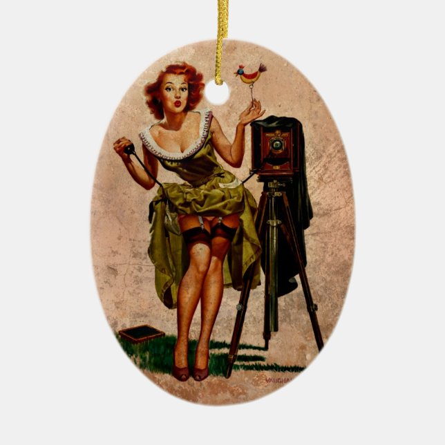 Vintage Photographer Ceramic Tree Decoration (Front)