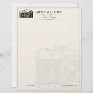 Vintage Photographer | Luxury Gold Camera Custom Letterhead