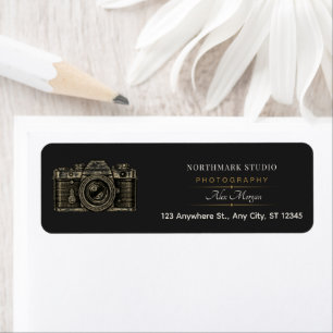 Vintage Photographer Luxury Gold Camera Return Address Label