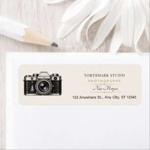 Vintage Photographer Luxury Gold Camera Return Address Label