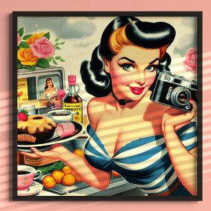 Vintage Photographer Pin Up Poster