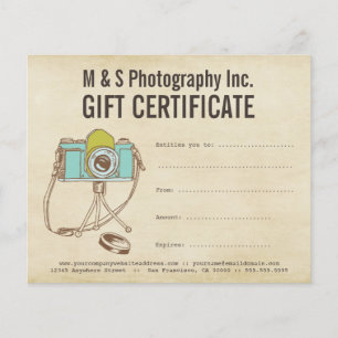 Vintage Photographers Gift Certificate Template