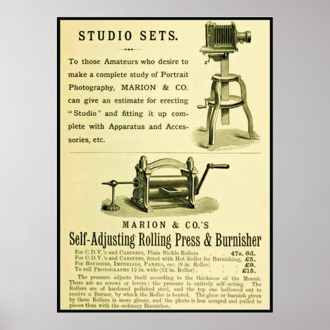 Vintage Photography Ad ~ Studio Sets Poster (Front)