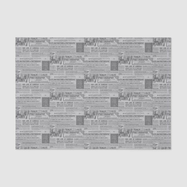 Vintage Photography Camera Advertisement Tissue Paper (Front)