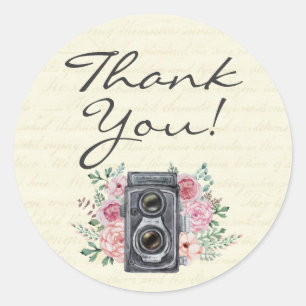 Vintage Photography Camera Photographer Thank You Classic Round Sticker