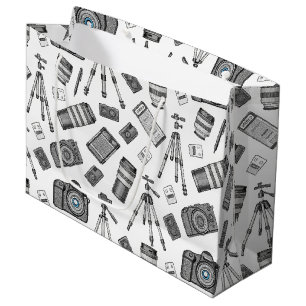 Vintage Photography Equipment Pattern Large Gift Bag