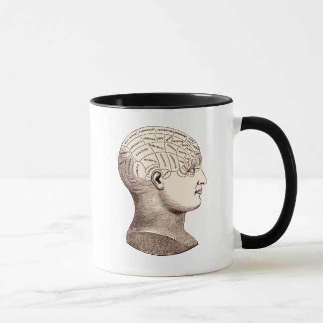 Vintage Phrenological Brain Sectional Coffee Mug (Right)
