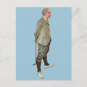 Vintage Phrenology Head Golfer Postcard