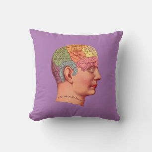 Vintage Phrenology Head Mind Brain Map Cushion