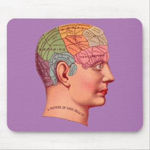 Vintage Phrenology Head Mind Brain Map Mouse Pad