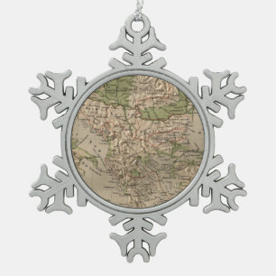 Vintage Physical Map of Greece (1880) Snowflake Pewter Christmas Ornament