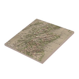 Vintage Physical Map of Scotland (1880) Ceramic Tile