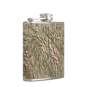Vintage Physical Map of Scotland (1880) Hip Flask
