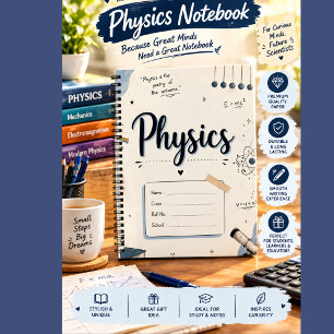 Vintage physics terature Notebook Blue Floral