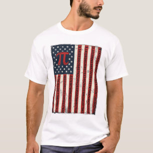 Vintage Pi American Flag Math Teacher Shirt Design