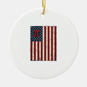 Vintage Pi American Flag Math Teacher Shirt Design Ceramic Ornament