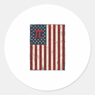 Vintage Pi American Flag Math Teacher Shirt Design Classic Round Sticker
