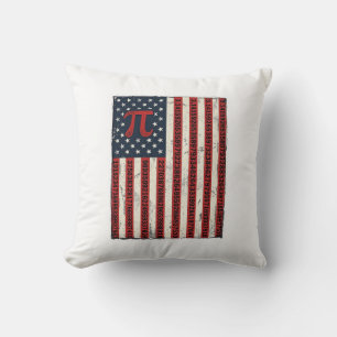 Vintage Pi American Flag Math Teacher Shirt Design Cushion