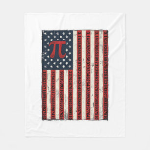 Vintage Pi American Flag Math Teacher Shirt Design Fleece Blanket