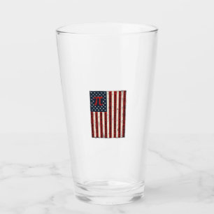 Vintage Pi American Flag Math Teacher Shirt Design Glass